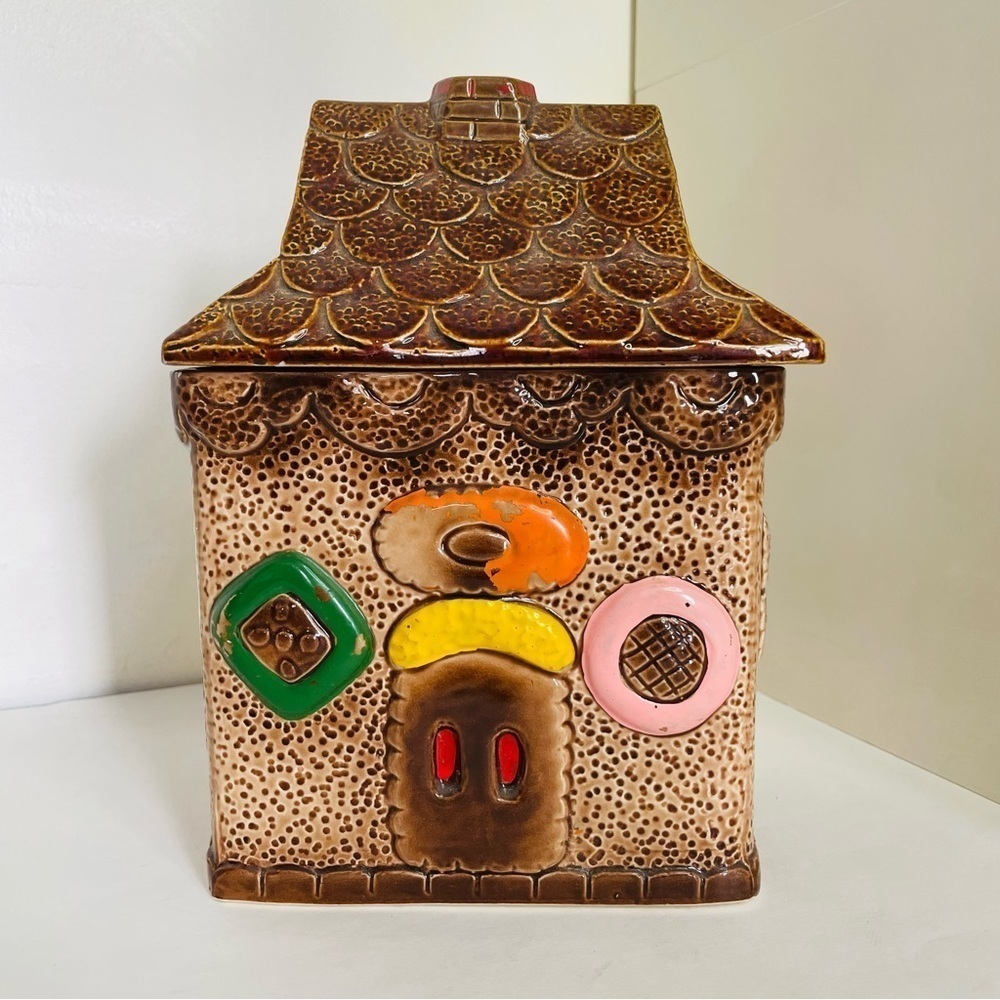 Vintage Ceramic Cookie Jar Gingerbread Design 1970s Japan - Picture 5 of 12